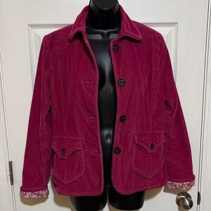 Gap Women's Dark Pink Corduroy Jacket Size 10